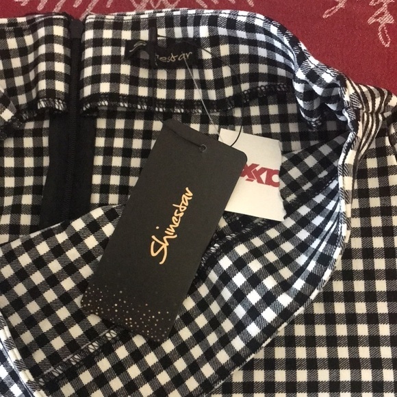 NWT Shinestar black/white checkered pencil skirt junior size small - Picture 5 of 7